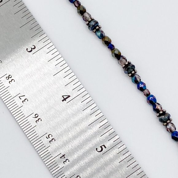 Faceted Crystal Glass Iridescent Beaded Bracelet With 925 Sterling Silver Clasp - Picture 3 of 7